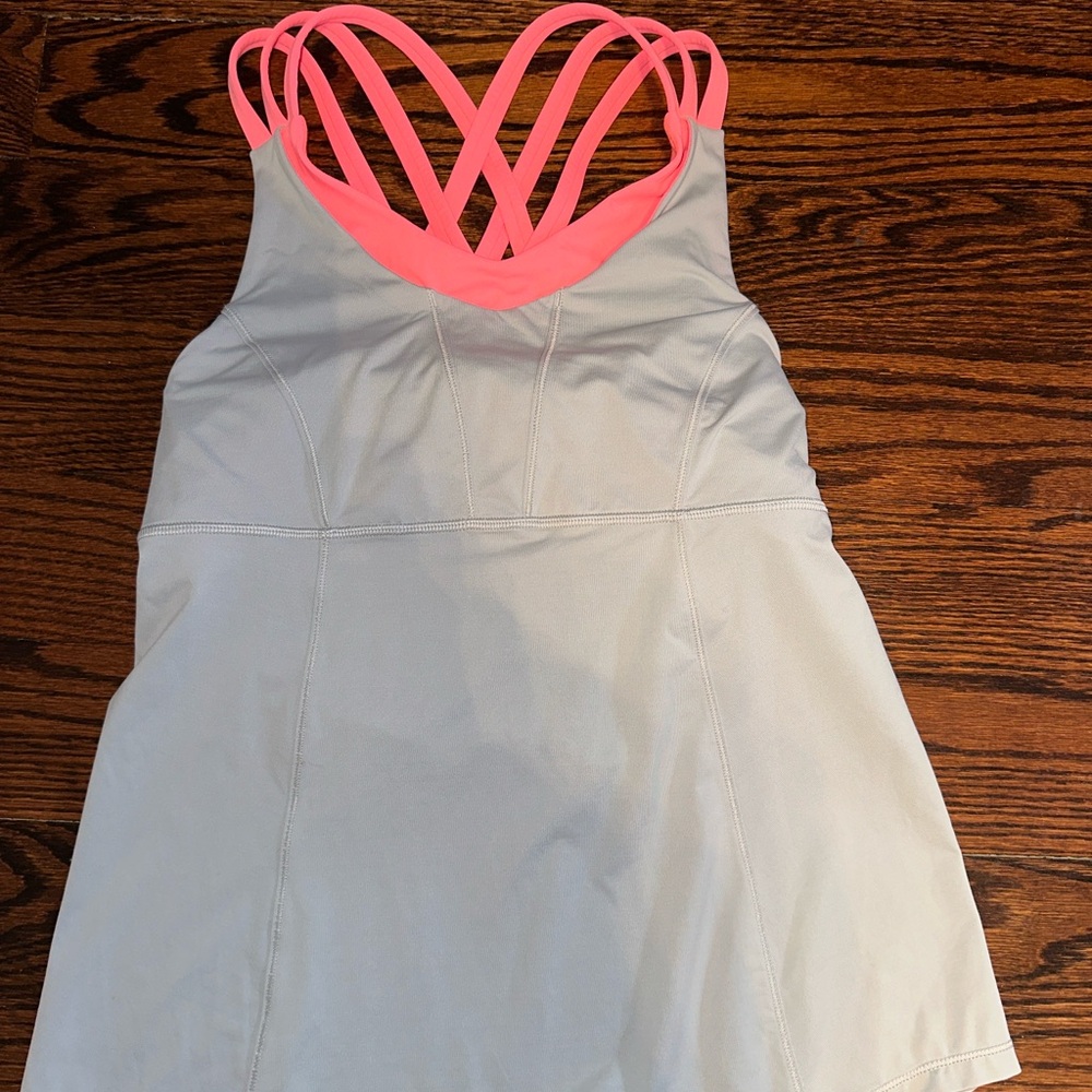 Lululemon Gray Tank Top with Pink Straps Mew condition